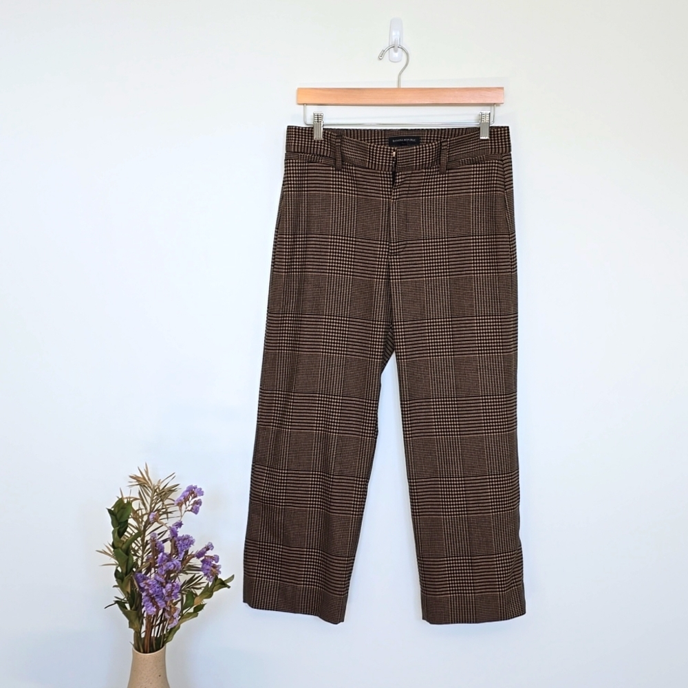 Banana Republic Petite Brown Checked Trousers